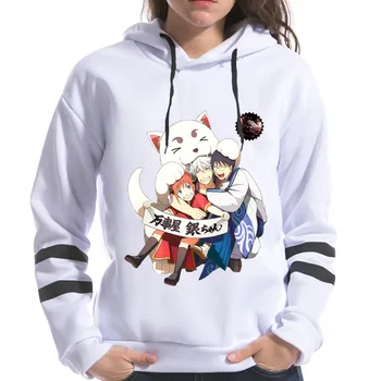

2018 Spring Kawaii Women Gintama Print Hoodies harajuku Female Long Sleeve Hooded Sweatshirts