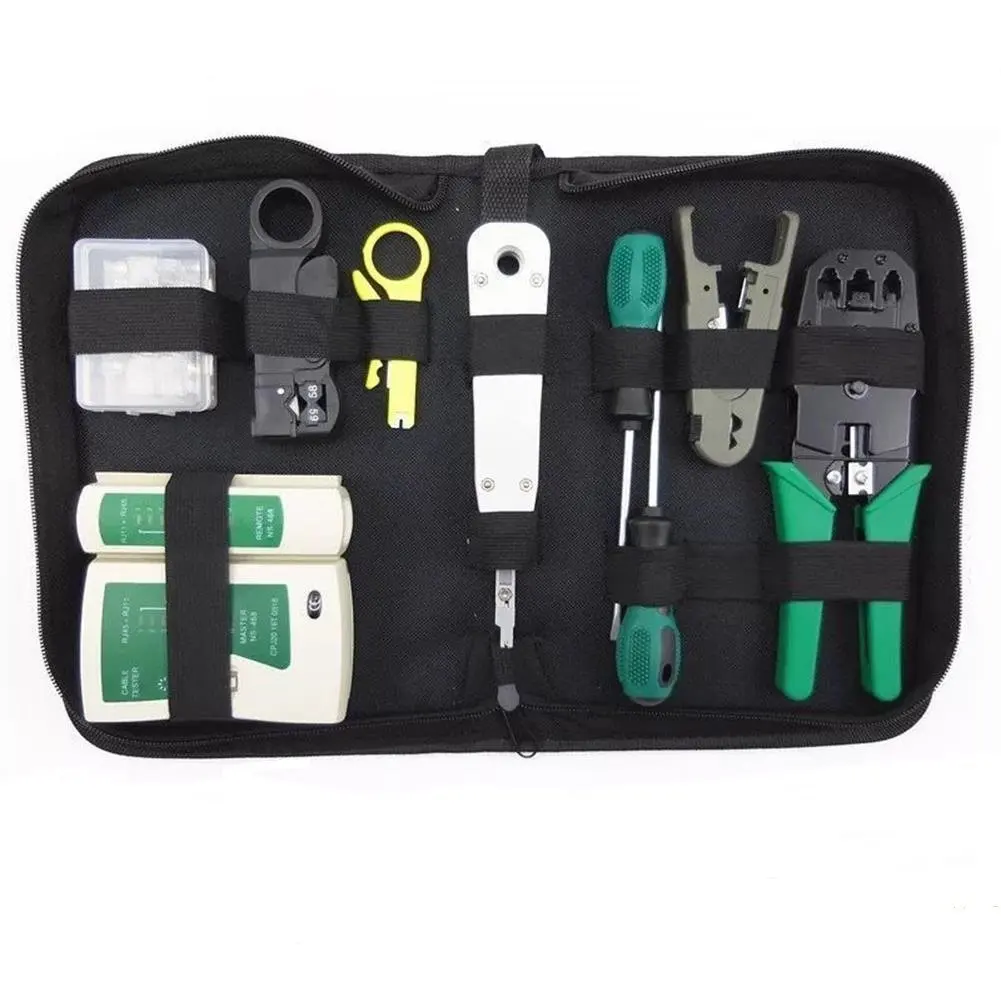 11 шт./компл. RJ45 RJ11 RJ12 CAT5 CAT5e Портативный локальной сети Repair Tool Kit кабель Utp тестер и плоскогубцы Обжимные Щипцы Зажим разъем PC