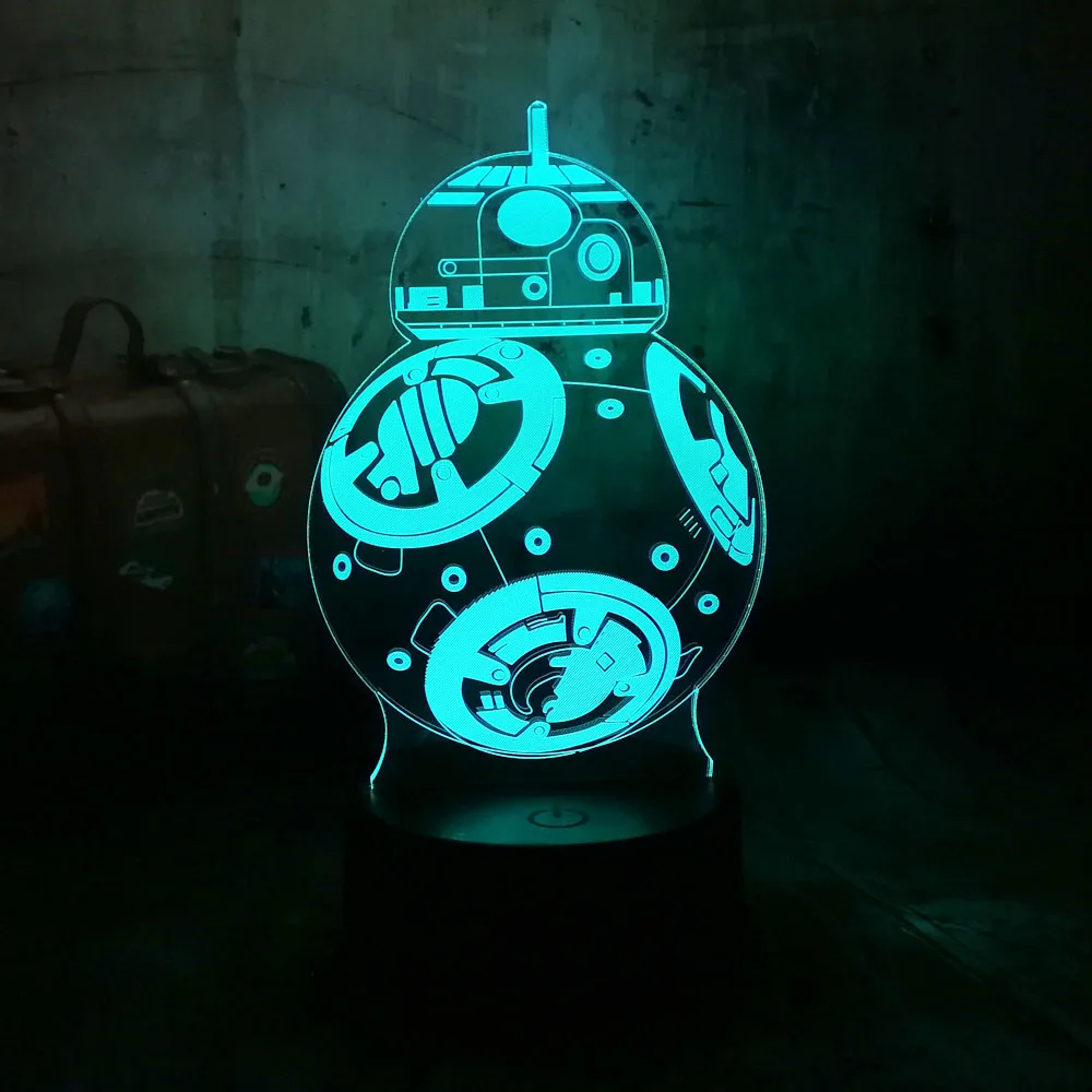 Горячая 3D Звездные войны Робот BB 8 настольная лампа светодиодный ночной