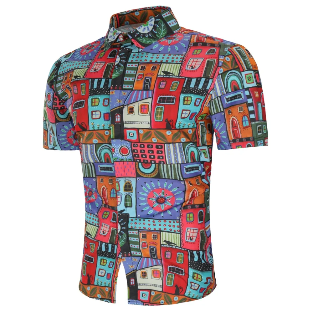 Prix 2018 mode chaude classique de hommes à manches courtes chemise Hawaïenne d été de fleur casual shirt hommes à manches courtes asiatique taille M 3XL