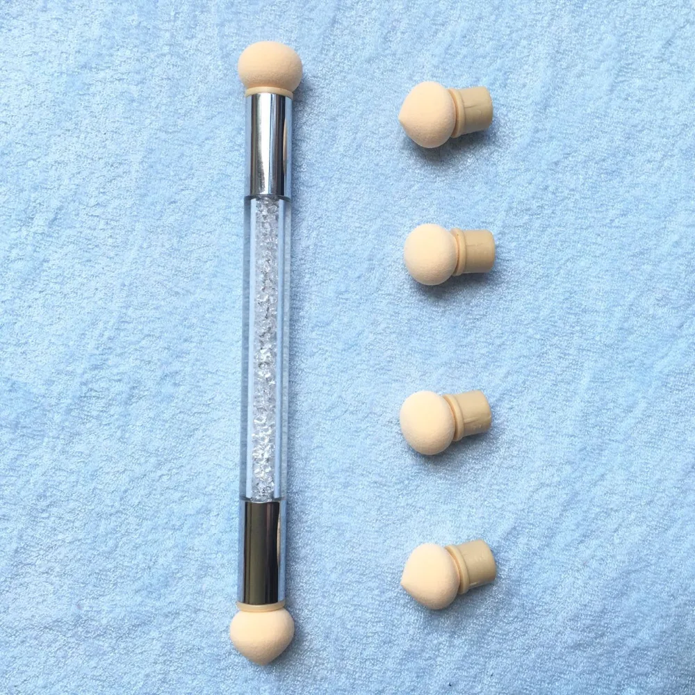 Nail Art Sponge Brush Double ended With 4 Replacement Sponge Heads Nail Gradient Shading Pen