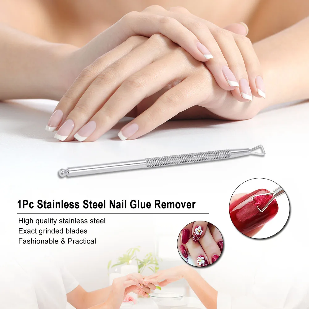 

1Pc Stainless Steel Nail Glue Remover Triangle Head Manicure Pusher Nail Cuticle Pusher manicure material Remover