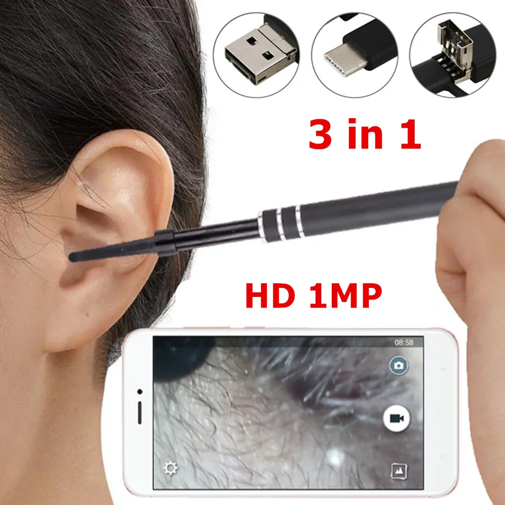 

Ear Endoscope HD Visual Ear Spoon Multifunctional Earpick With Ear Health Care Cleaning Tool Universal for PC Smartphone