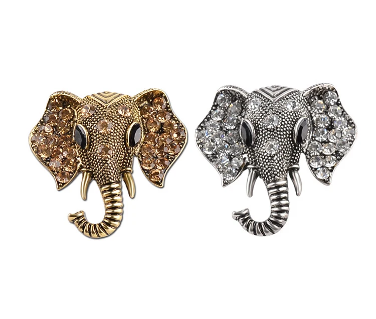 

ZRM Fashion Jewelry Retro Elephant Brooch Crystal Charm Cute Elephant Pin Shawl And Badges Unisex Gift