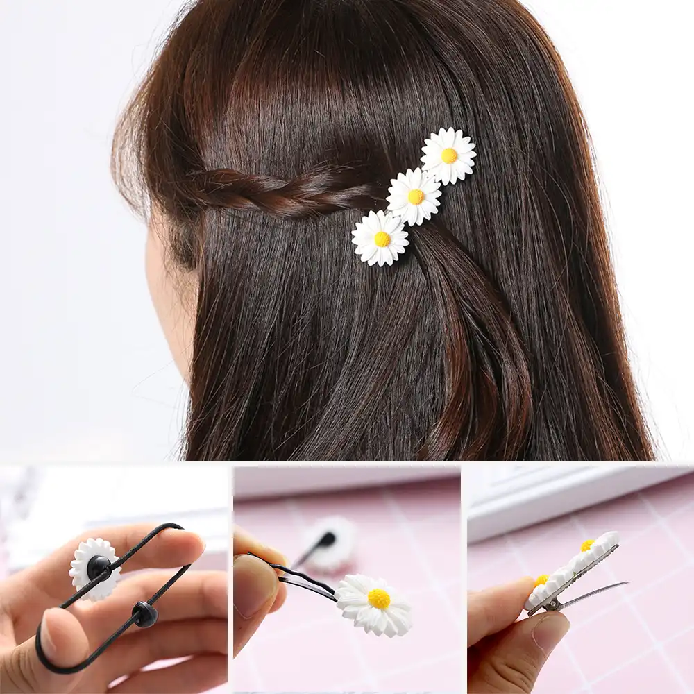 2pcs Sweet Girls Daisy Flower Party Wedding Hair Clip Women