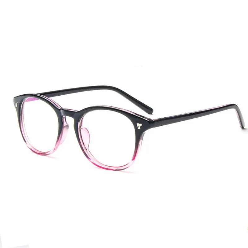 Трендовая Ретро круглая оправа для очков, женские брендовые Дизайнерские Модные оптические оправы для очков, мужские компьютерные очки oculos - Цвет оправы: BLACK  TO PURPLE