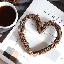 1 шт. 10-30 см рождественское кольцо из ротанга американский стиль натуральное сердце ротанга праздничный магазин окна двери висячие венки