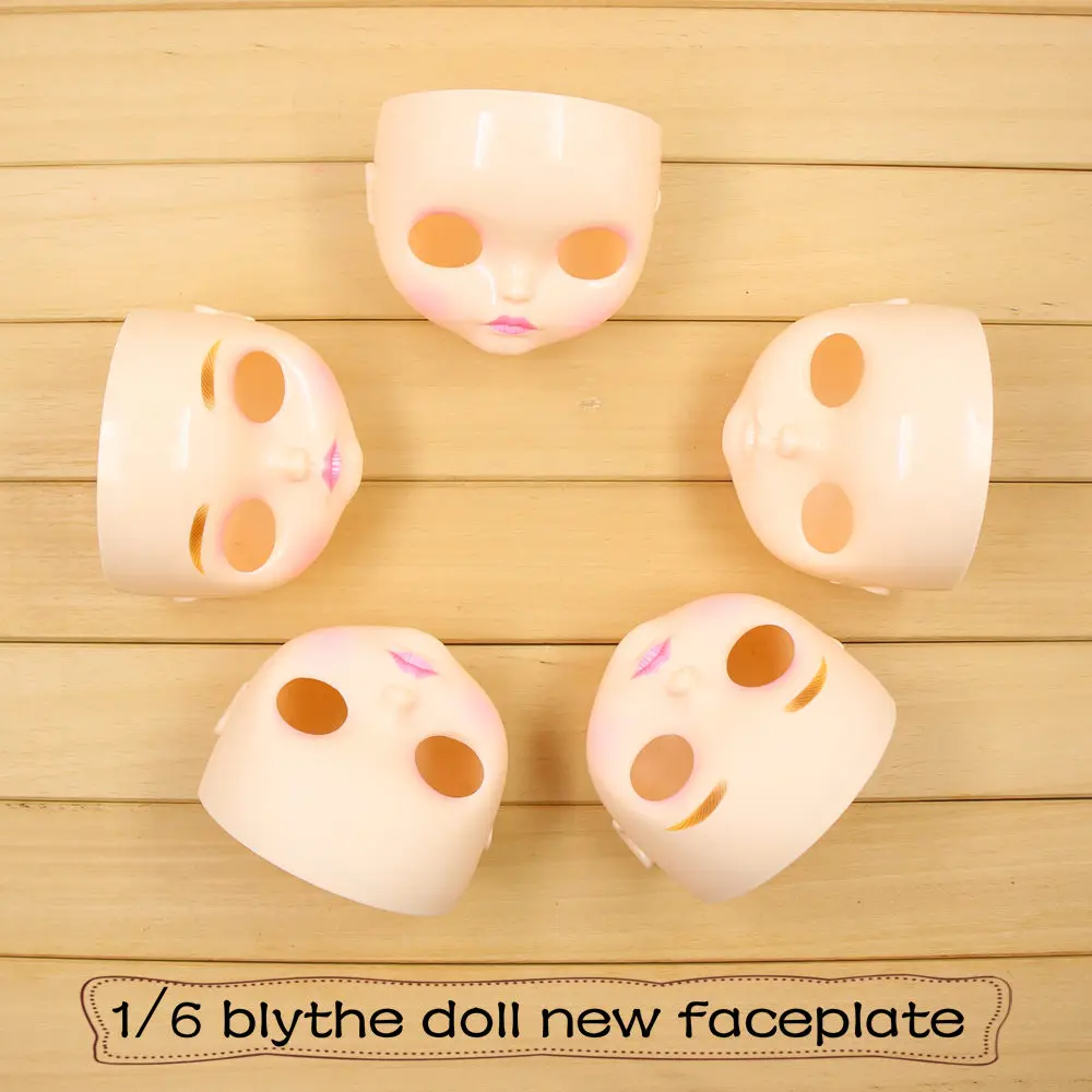 

Blyth 1/6 doll New Faceplate white skin matte/glossy face with lips and nose carve eyebrow blusher with blackplate and screws