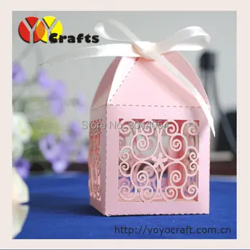 

Fancy baby baptism favor candy box laser cut floral baby shower party event decoration with cheap price mini cake box