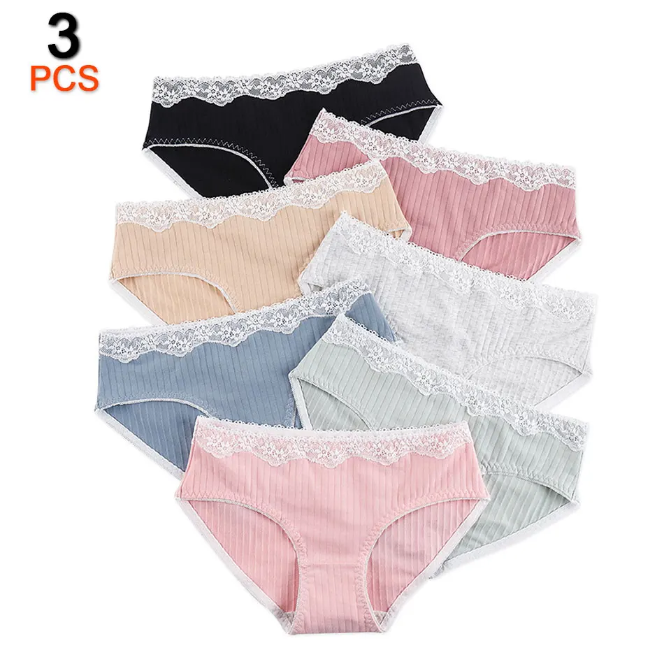 

2019 New Products 3pcs/Lot Girl Cute Panties Cotton Japanese Sweet Style Women Underwear Lace Sexy Seamless Panty Low Waist M-XL