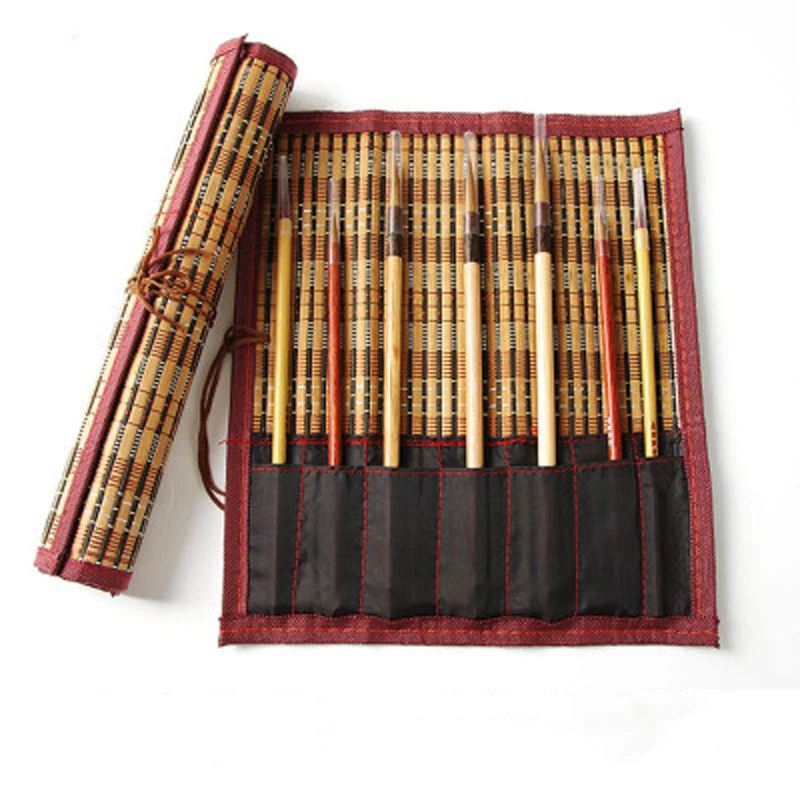 EZONE Bamboo Rolling Bag каллиграфия кисть держатель занавеска пакет для акварельных масляных ручек чехол школьные принадлежности