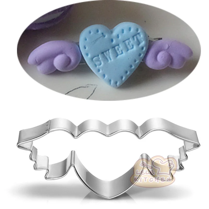 

wedding Heart-shaped wings metal cookie cutter decoration gateau reposteria moldes para biscuit pastry bakeware cupcake topper