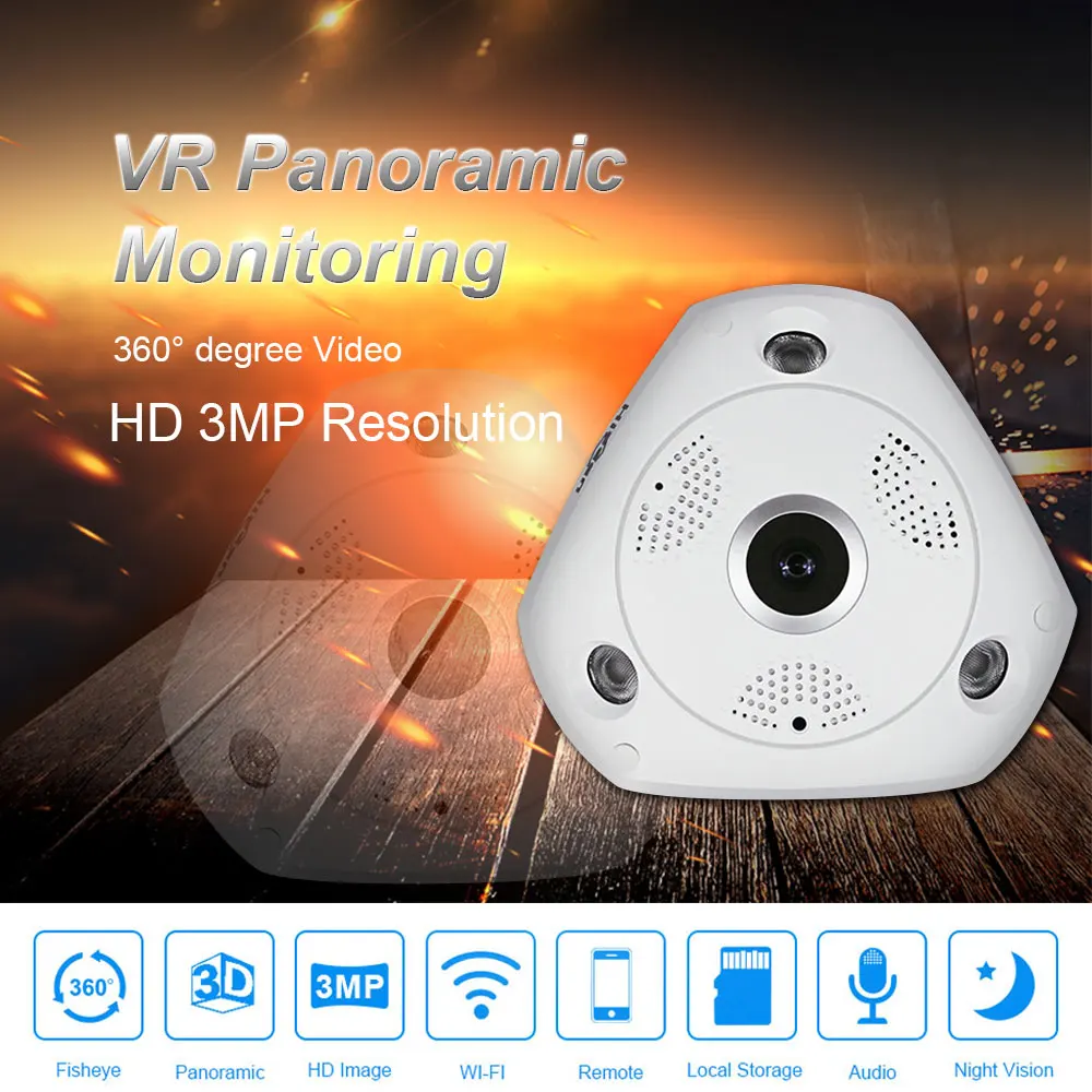 

Hiseeu Hd 3.0mp Wifi Fisheye 360 Degree Panoramic Camera Mini Wifi Dvr Wireless Ip Endoscope Baby Monitor Sricam Dropshipping