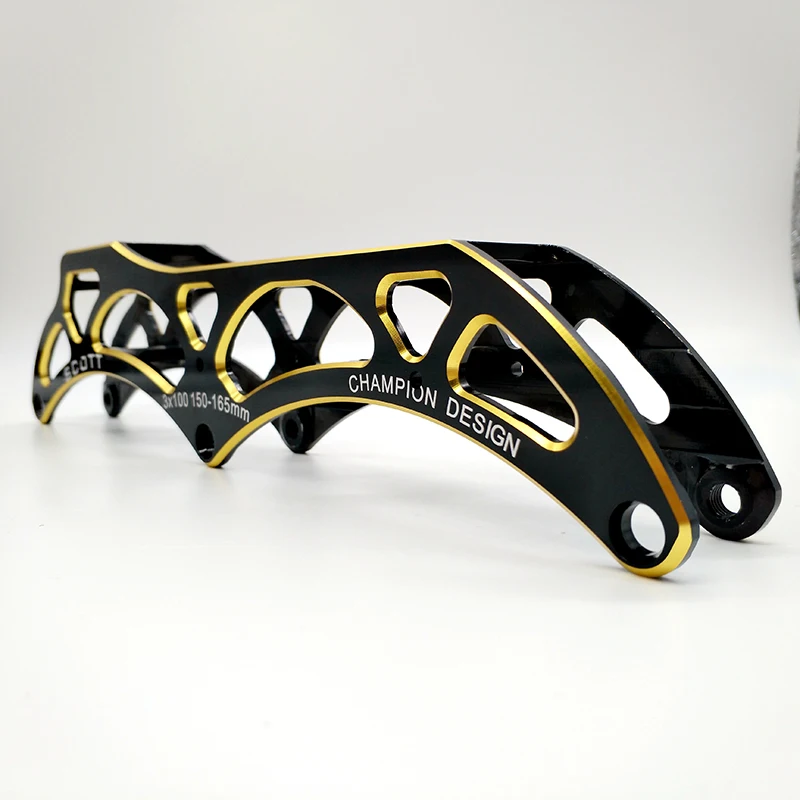 

free shipping speed skating frame new frame black golden 4x100 4x110