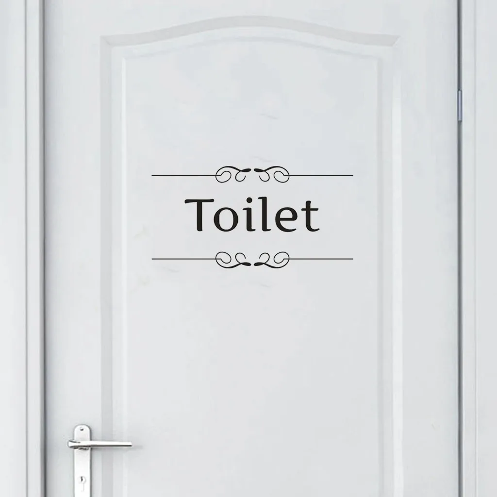 Винтажная ПВХ Наклейка на стену, декор для ванной комнаты, виниловая наклейка на дверь туалета, винтажное украшение, художественная стена с цитатой 28x14CM - Цвет: Multicolor