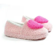 2016 Winter Pantuflas Pantufa Liebe Herz Muster Baumwolle Plüsch Hausschuhe Weichen, Warmen Boden Hallenschuhe Frauen Schlafzimmer Haus Hausschuhe
