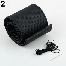  DIY Steering Wheel Covers Faux Leather Soft Car Steering Wheel Cover with Needles and Thread Interior accessories 