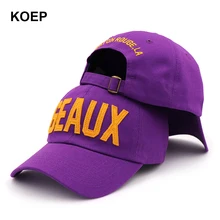 KOEP New Cotton Baseball Cap Embroidery GEAUX Letter Snapback Caps Fitted Bone Casquette Hat For Men Custom Hats