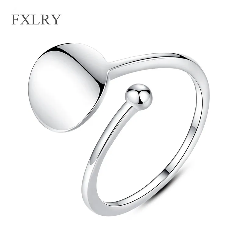 

FXLRY Hot Selling S925 Sterling Silver Exquisite round Adjustable Cuff Rings For Women Jewelry Accessories