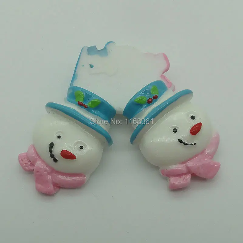 1pcs/lot resin flat back pink scarf snowman head 30mm Cabochons Scrapbooking Hair Bow Center DIY Christmas decration C101-5