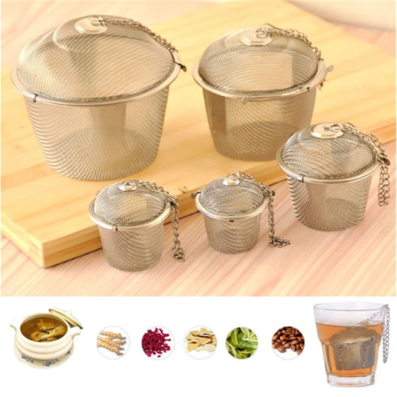 

Reusable Stainless Mesh Herbal Ball Tea Infuser Spice Strainer Teakettle Locking Tea Filter Cooking Tools Teaware Kitchen Tools