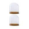 2 uds 12x12cm de cúpula de vidrio cubierta de Cloche Bell Jar suculentas terrarios con corcho de madera boda decoraciones para fiestas artesanía miniatura ► Foto 1/6