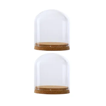 

2Pcs 12x12cm Glass Dome Cover Cloche Bell Jar Succulents Terrariums with Wood Cork Wedding Parties Decorations Miniatures Craft