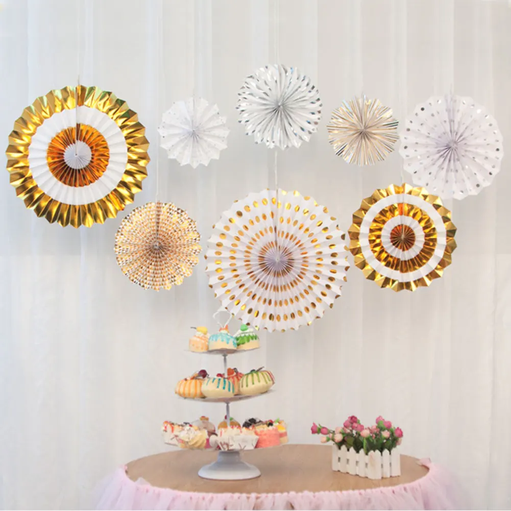 8 Pcs Baby Shower Diy Decorations Party Supplies Paper Fans