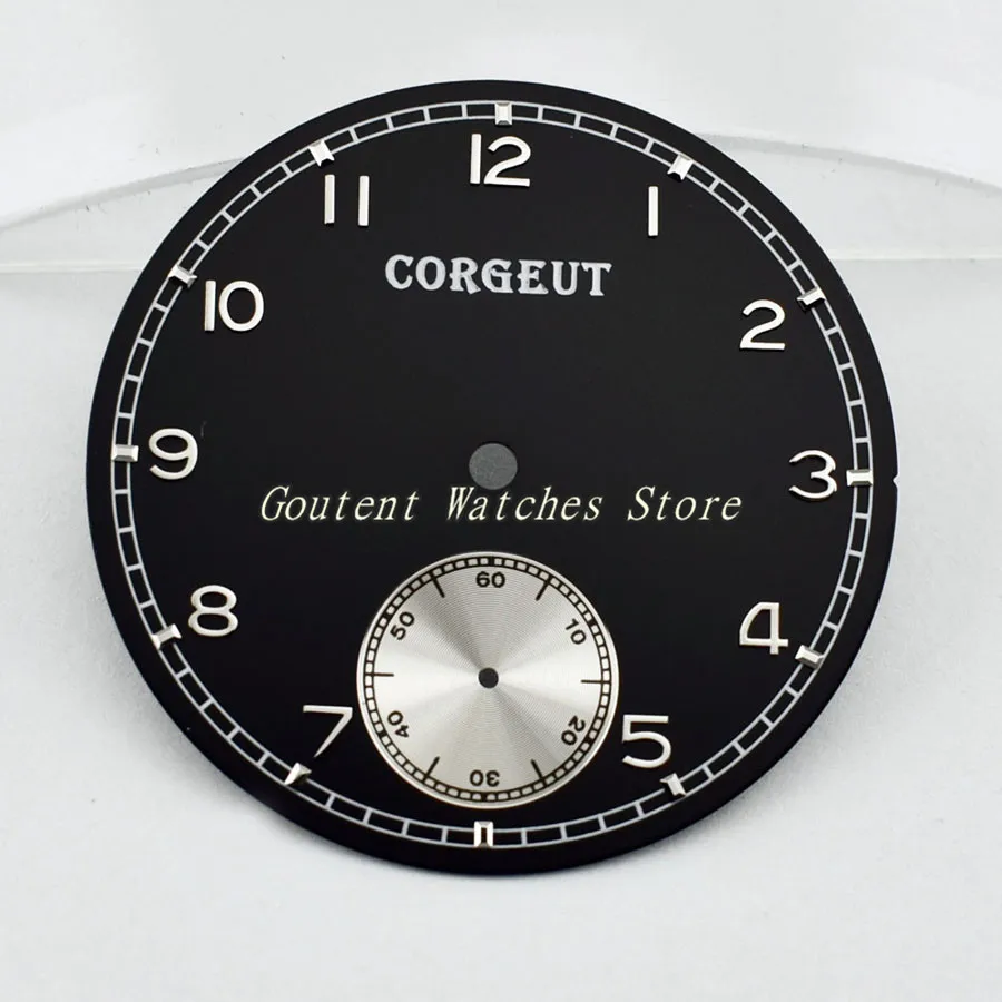 

38.9mm Corgeut Sterile Black Watch Dial Kit ETA 6498 Seagull st36 Movement Wristwatch Faces