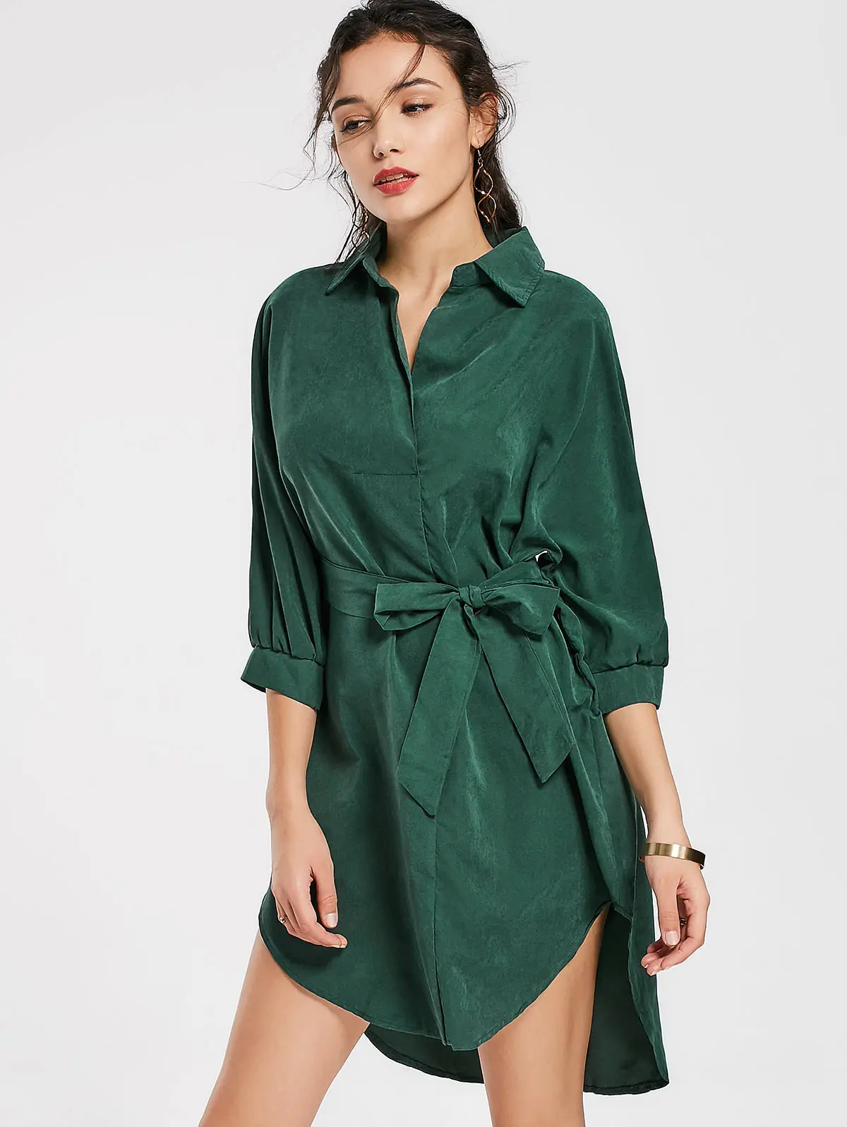 Buy Gamiss 2017 Fashion Green Shirt Dress Women Fall
