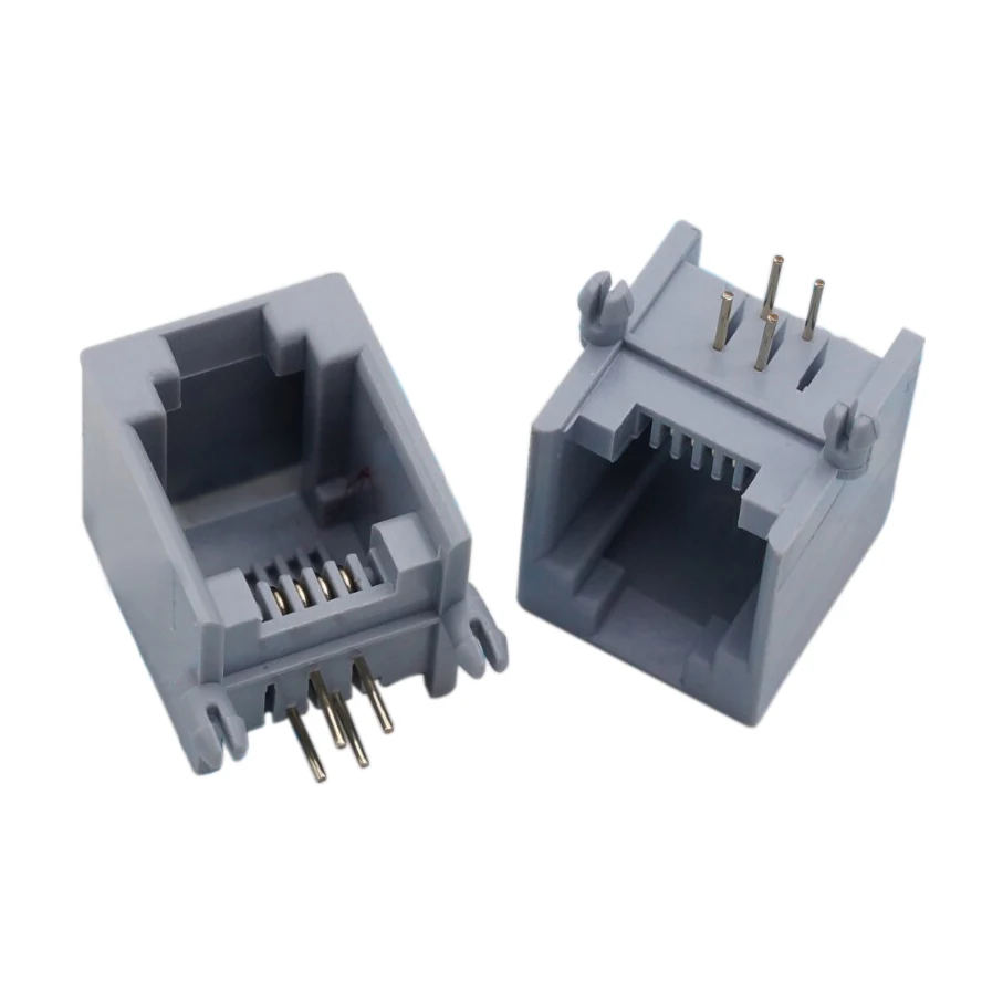

15 sheets RJ 11 6P 4 C 6 Position 4 Contact Female connector PCB phone jack Gray