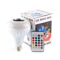 E27 Smart RGB RGBW Беспроводной Bluetooth Динамик лампа Музыка Воспроизведение затемнения светодиодный лампа с 24keys дистанционного Управление