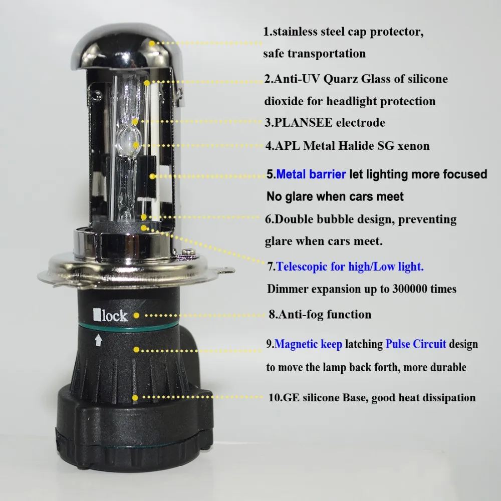 AC 55w bi xenon H4 Bi-xenon Hi/Lo HID Биксеноновые Сменные лампы фары 4300K 5000K 6000K 8000K 10000K 12000K релейный жгут