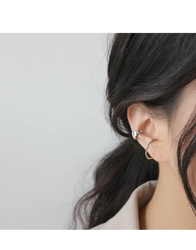 F.I.N.S 1 шт 925 серебряные манжеты для женщин модные простые серебряные манжеты для ушей 925 широкие клипсы для ушей без проколов одинарные клипсы для ушей