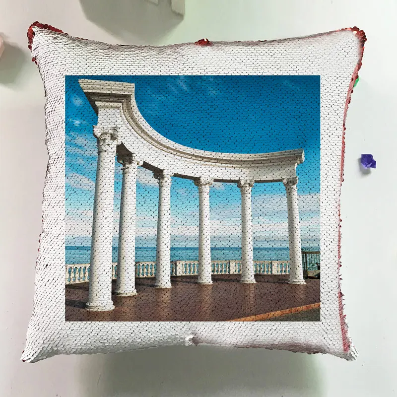 Modern Cushion Silver Square Pillow Custom Reversible Sequin Glitter Europe Architectural Style Pillowcase Cushion Cover J037 (1)