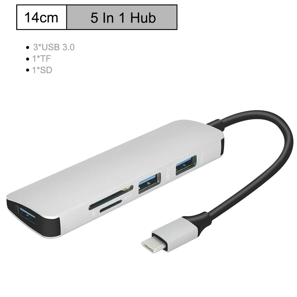 

5 in 1 USB C Hub to USB 3.0 /TF /SD Adapter Charging Port Type C Hub for MacBook Pro Samsung Galaxy S8 USB C HUB
