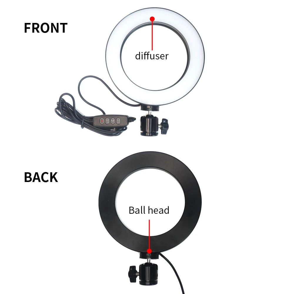  WalkingWay 6 inch LED Ring Light Makeup Lamp USB Portable Selfie Lamp Tripod Stand Photographic Lig - 33054746520