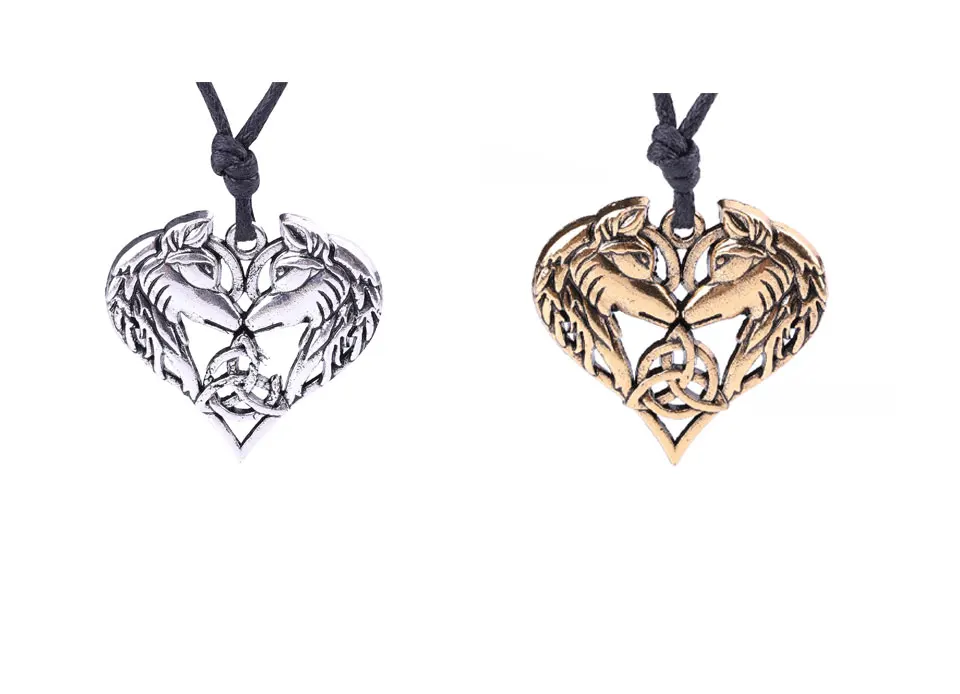 My shape, ожерелье с подвеской в виде кельтского волка, пара, ожерелье в виде сердца, s Love, подарок в стиле норвежских викингов, голова волка, оригинальное ювелирное изделие в виде животного