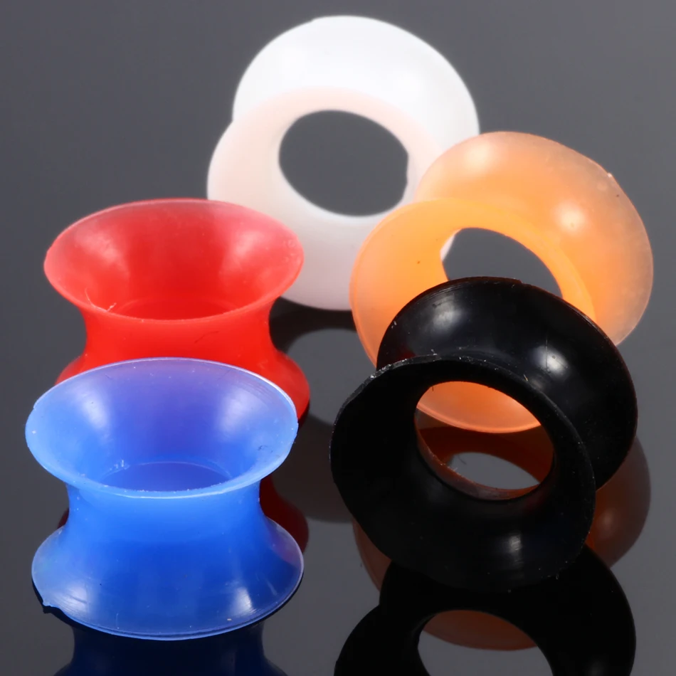Piercing Jewelry 2Pcs/lot Silicone Tunnels for Ear Flexible Flesh Ear Plugs and Tunnels Earlets Expander Stretcher Dilations Body Piercing Jewelry Body Jewelry Ear Piercing Jewelry