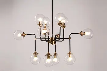 

Modern Shade Glass Chandelier Light E14 Bulb LED Pendant Lamp Modern Lighting artistic sphere Beanstalk molecular chandelier