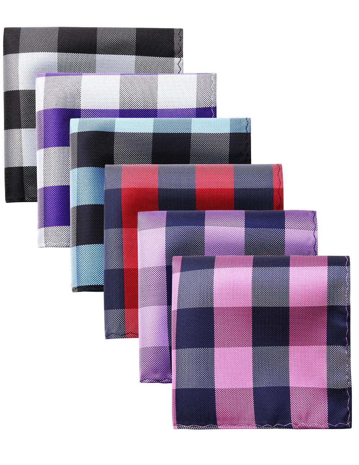 

Men Fashion Pocket Square Striped Plaid 6 Pcs 25 x 25 cm Wedding Party Business Handkerchief Gift Box Set