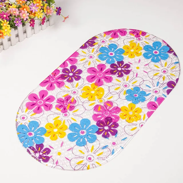 Non-slip Bath Mat Massage Shower Pad with Sucking Flower Transparent Bath Mat Bathroom Carpet MYDING