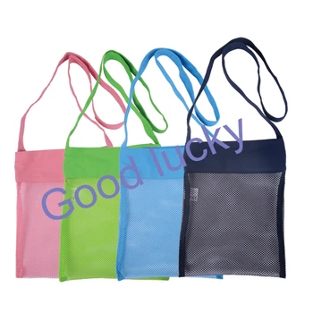 

Free shipping 50pcs/lot mesh beach bag children beach mesh bag mesh shell collect tote high quality durable beach seashell bag