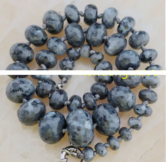 

HUGE 8-20mm Faceted Black Labradorite Abacus Gem Necklace 18" WW BB