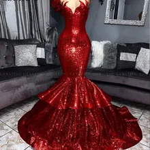 Бордовые с блестками Русалка африканские платья для выпускного вечера для черных девушек элегантные с открытыми плечами размера плюс женские вечерние платья