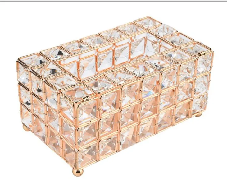  2019 luxury fashion European crystal table centerpieces decor napkins Tissue storage Boxes Home Off