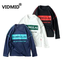 Vidmid детский весенне-Осенние футболки для маленьких мальчиков длинные рукава одежда в мультипликационном стиле с принтом букв для маленьких мальчиков дизайн одежды 4102 21