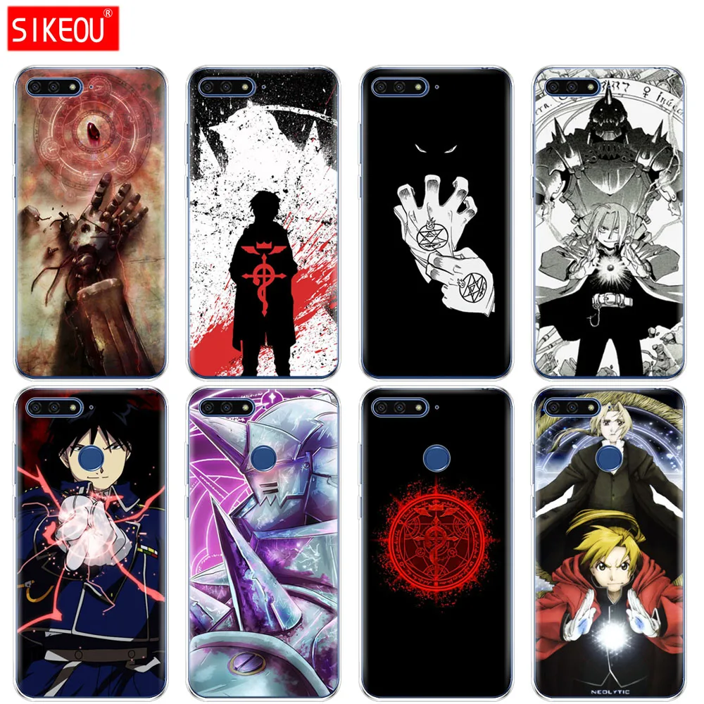 

Silicone Cover Phone Case For Huawei Honor 7A PRO 7C Y5 Y6 Y7 Y9 2017 2018 Prime Full Metal Alchemist roy mustan ai