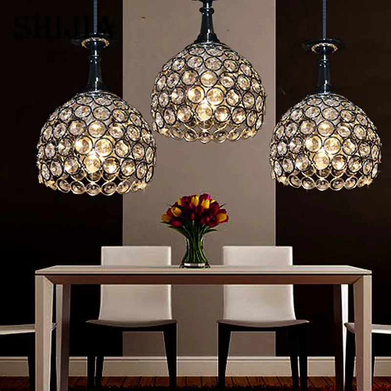 

Simple modern LED crystal chandelier 3 restaurant single head restaurant bedroom bar table lamp table lamp small chandeliers