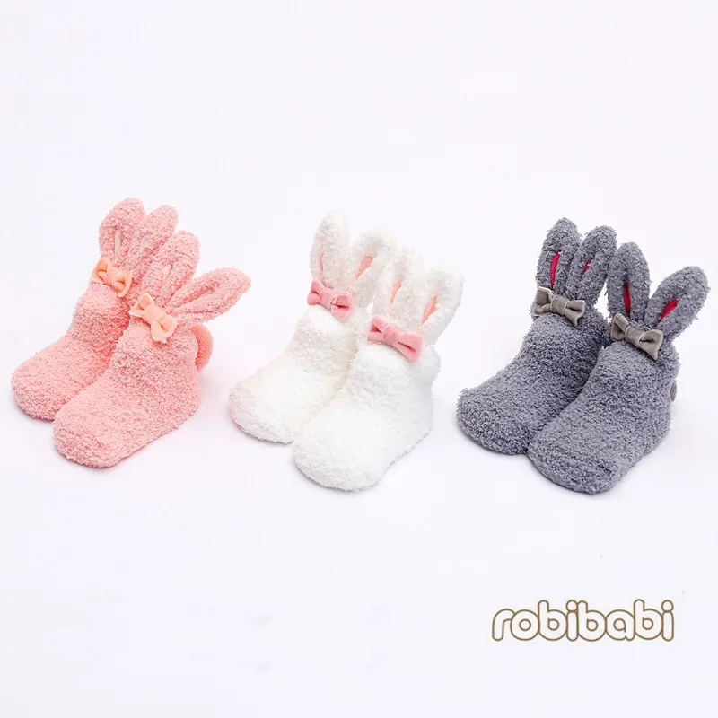 Cute Rabbit Warm Baby Girl Socks Winter Baby Infant Socks Newborn Baby